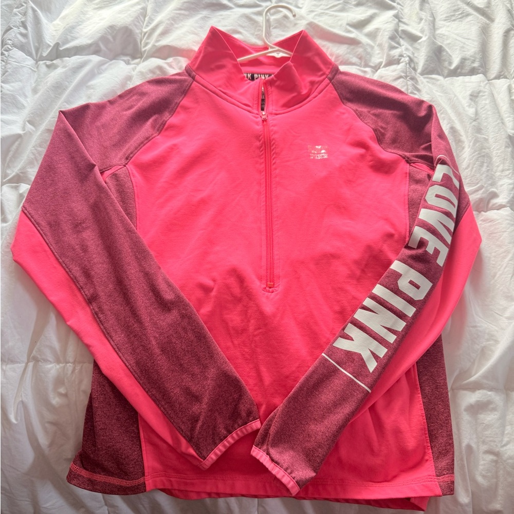 adidas Women's Pink Quarter-Zip Pullover Jacket